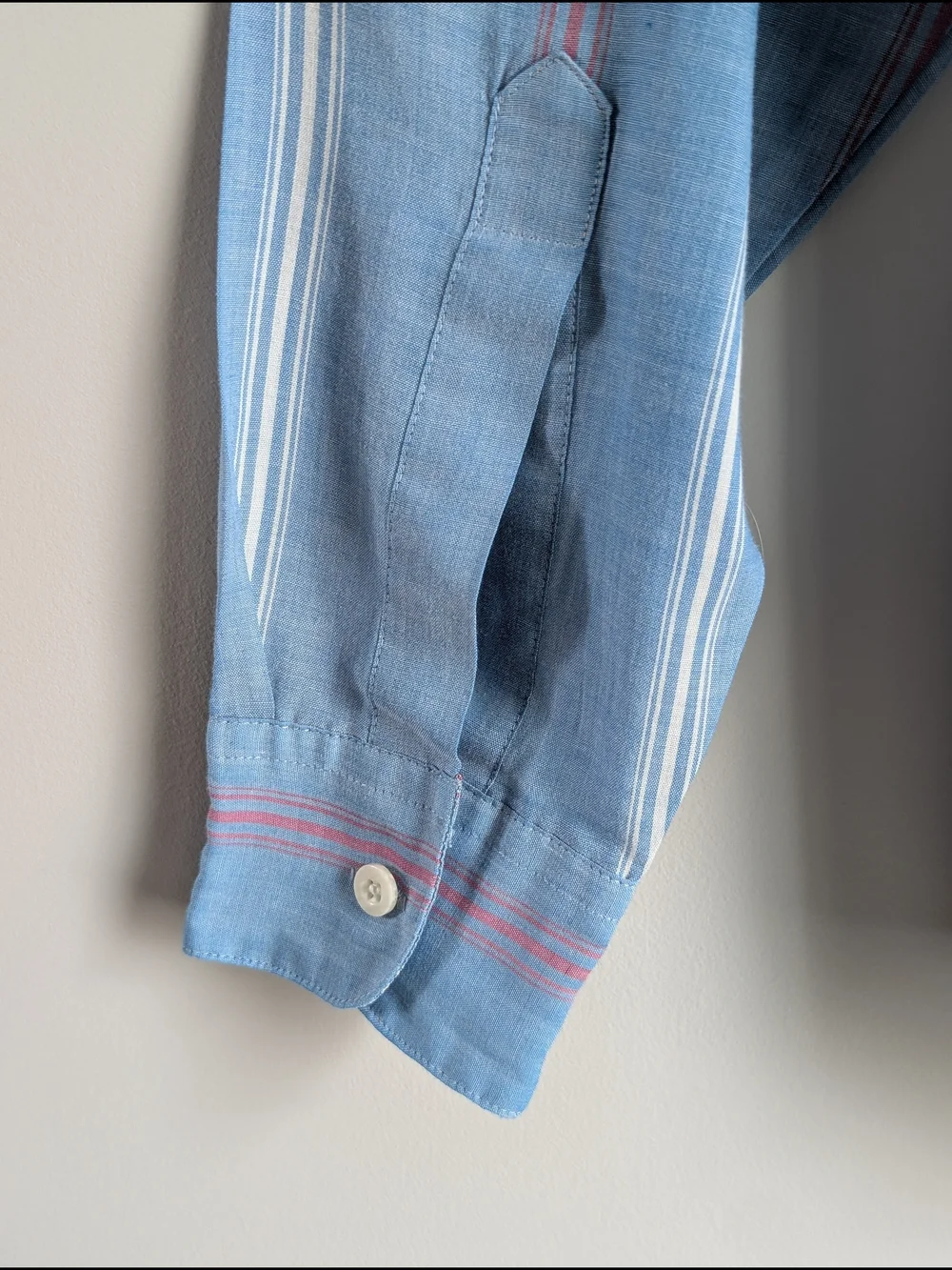 Vintage Levis Shirt Men's M Blue Striped Long Slv Button Down Western Cowboy 80s